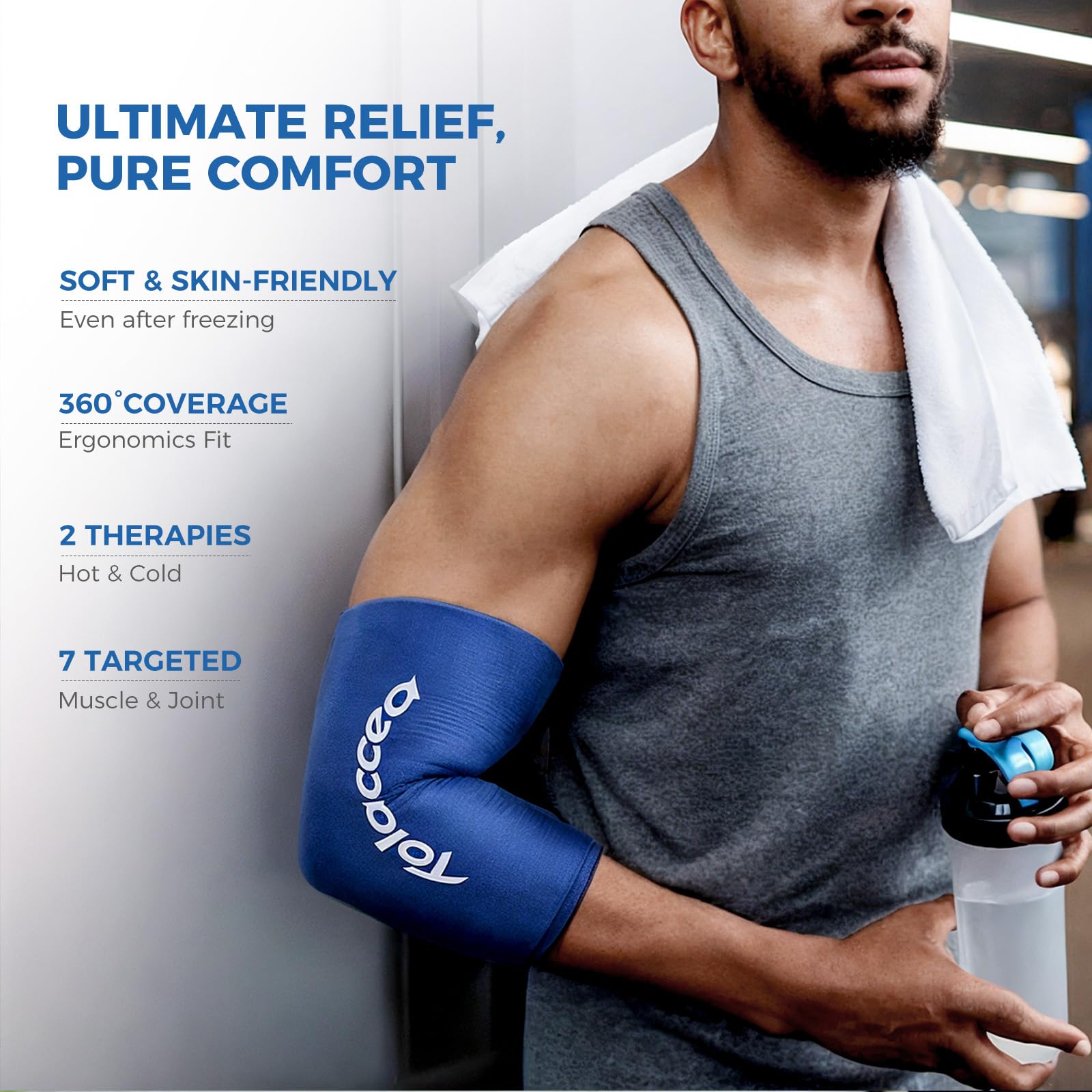 Elbow and Knee Ice Pack - Cold Ice Sleeve with Reusable Gel & Cold Therapy Compression for Knee, Shin Splints, Calf Strain, Flex