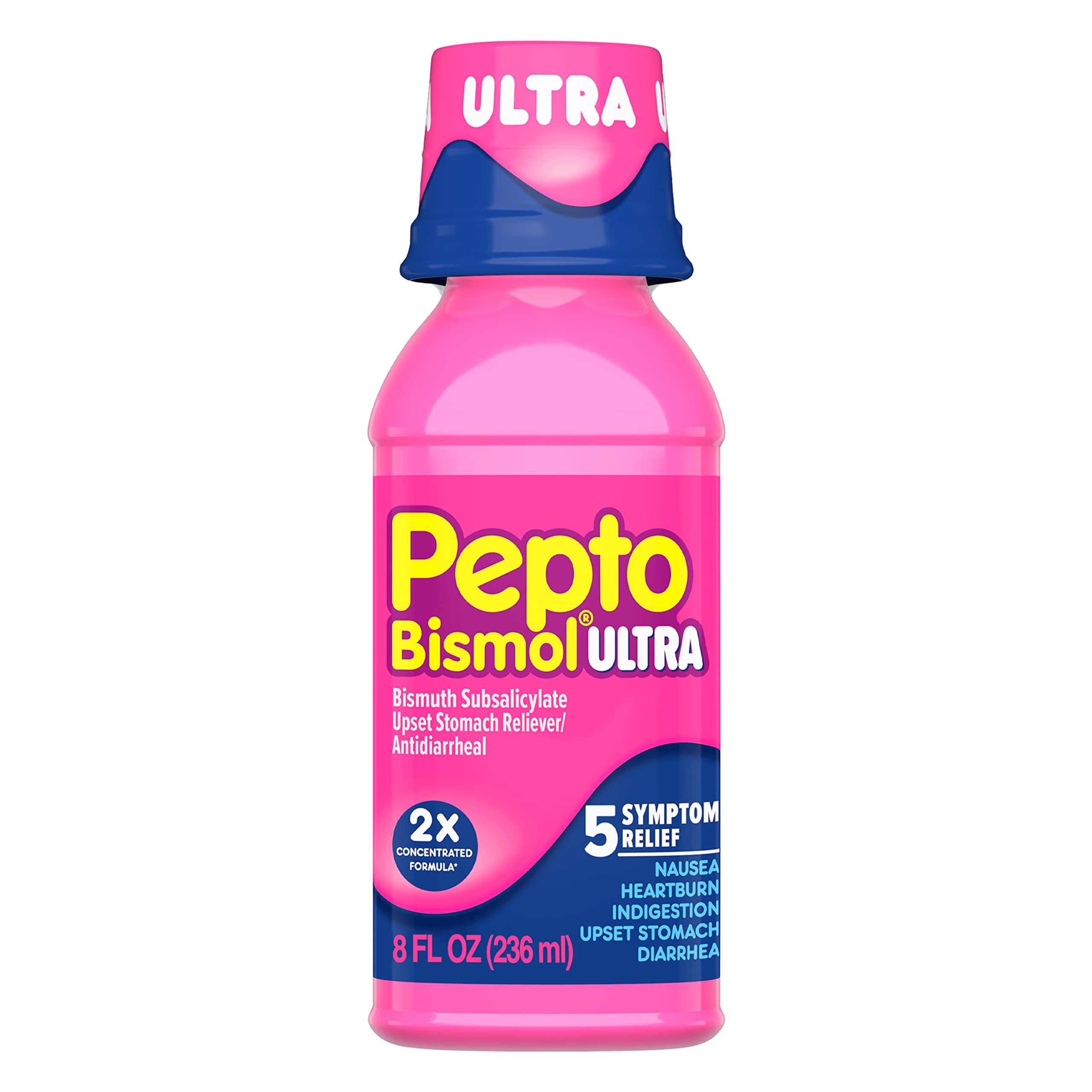 Pepto Bismol Liquid Ultra for Nausea, Heartburn, Indigestion, Upset Stomach, and Diarrhea - 5 Symptom Fast Relief, Original Flav