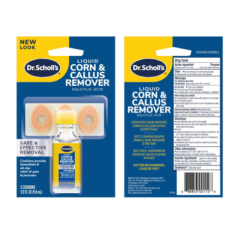 Dr. Scholl's Liquid Corn & Callus Remover, 0.33 Ounce // Removes Corns & Calluses Fast with Cushions That Provide Protection Aga