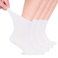 Hugh Ugoli Diabetic Socks for Men, Loose Ankle Socks Bamboo, Extra-Wide, Thin, Seamless Toe and Non-Binding Top, 4 Pairs, White,