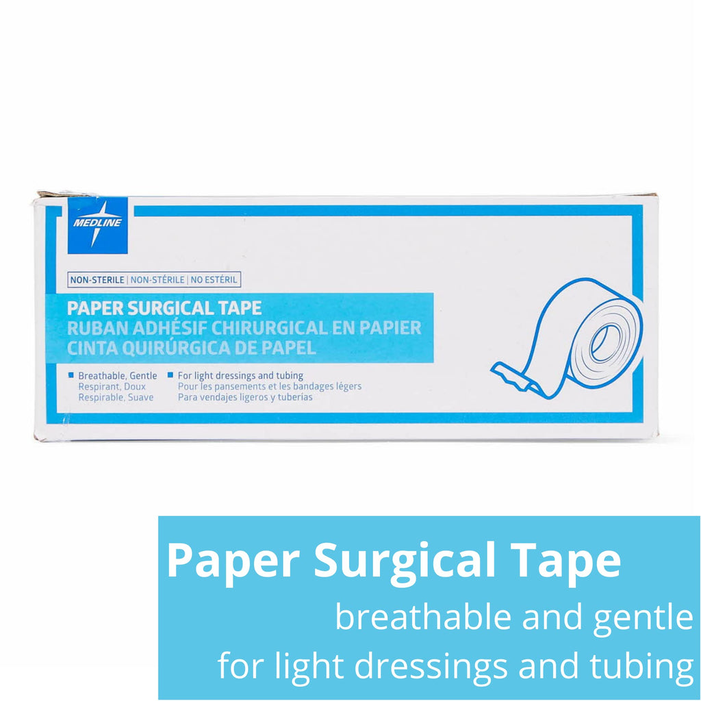 Medline Essentials Paper Medical Tape, 1 Inch x 10 Yards per Roll, Box of 12