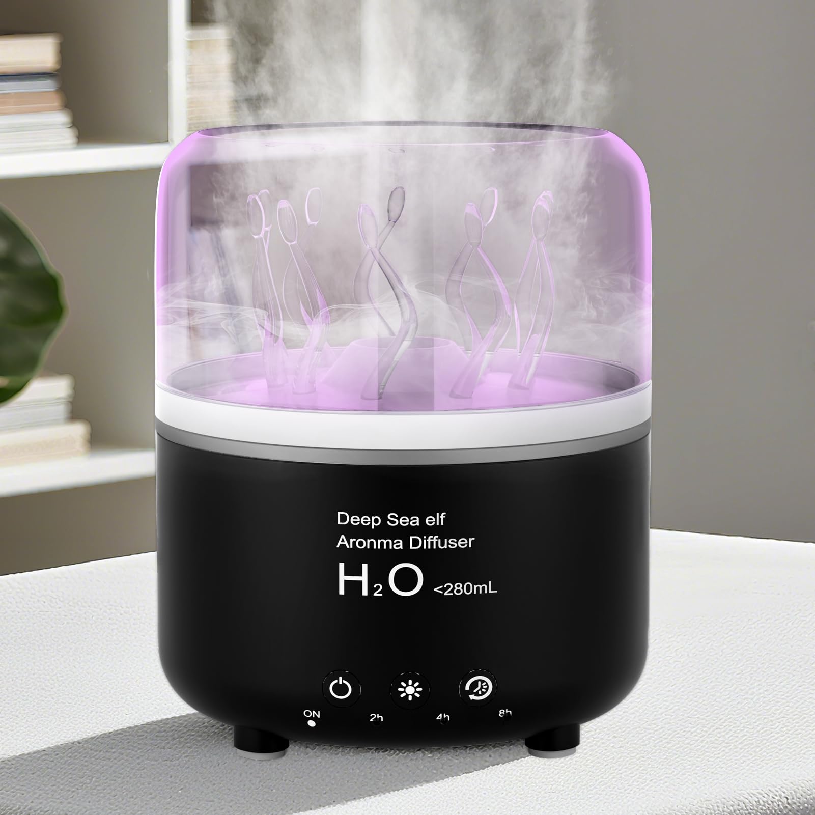 Morbou Essential Oil Diffuser with Jellyfish Spray & Sea Anemone Rotation, 280ml Ultrasonic Aromatherapy Machine,7-Color LED Nig