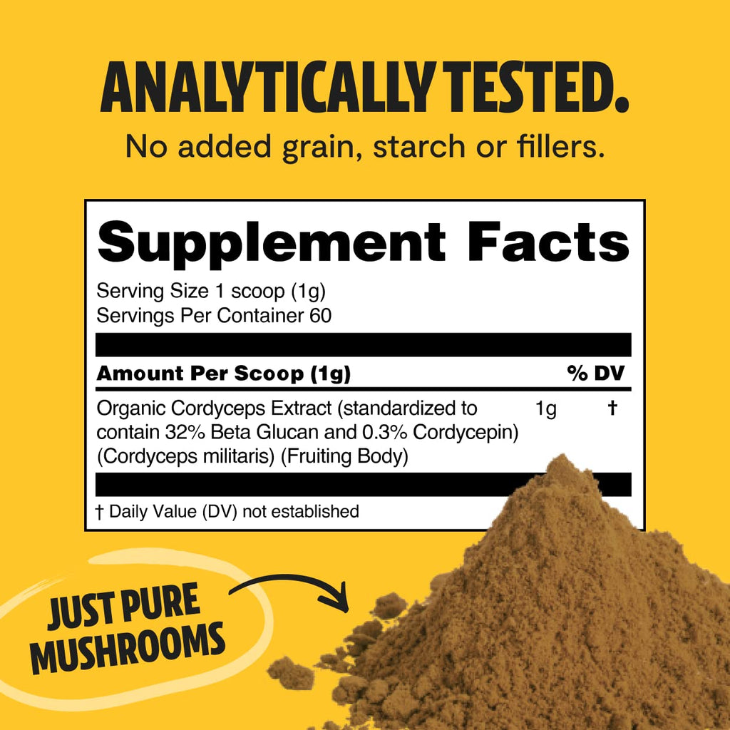 FreshCap Organic Cordyceps Mushroom Extract Powder Supplement - Ayurveda For Energy, Exercise Performance & Endurance - Vegan, P