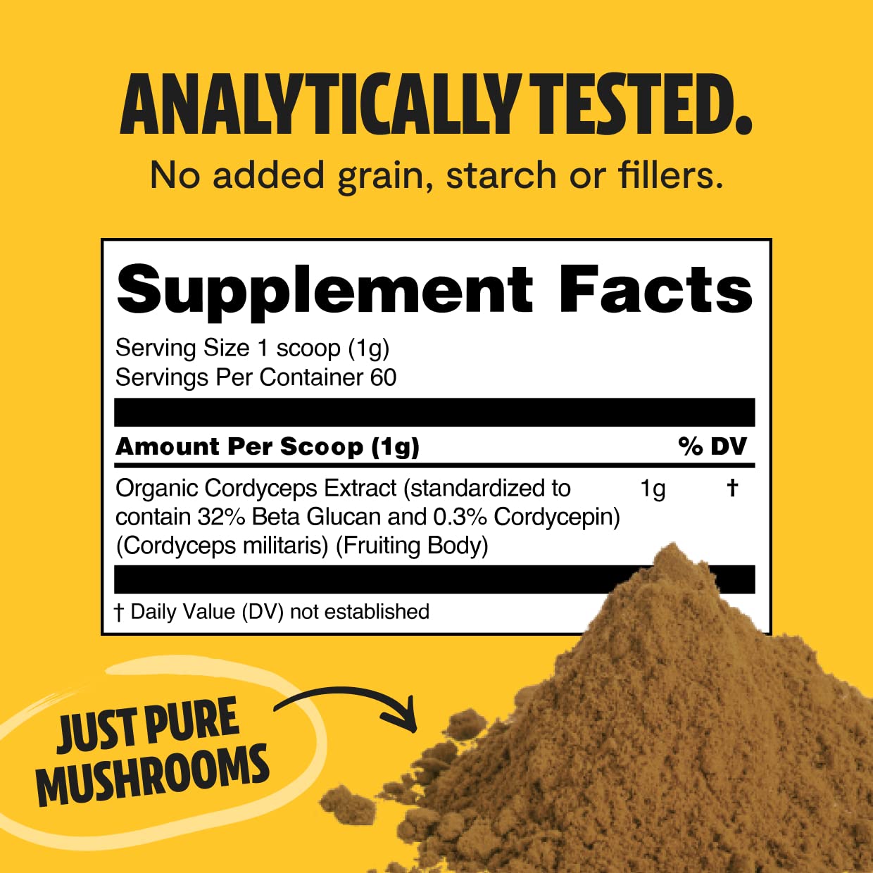 FreshCap Organic Cordyceps Mushroom Extract Powder Supplement - Ayurveda For Energy, Exercise Performance & Endurance - Vegan, P