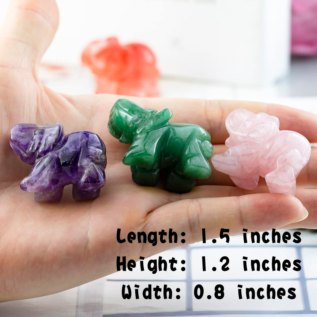 Ouubuuy Natural Crystal Elephant Pocket Guardian Figurine Elephant Statue 1.5 inch for Healing Reiki Spiritual Gift Cute Meditat