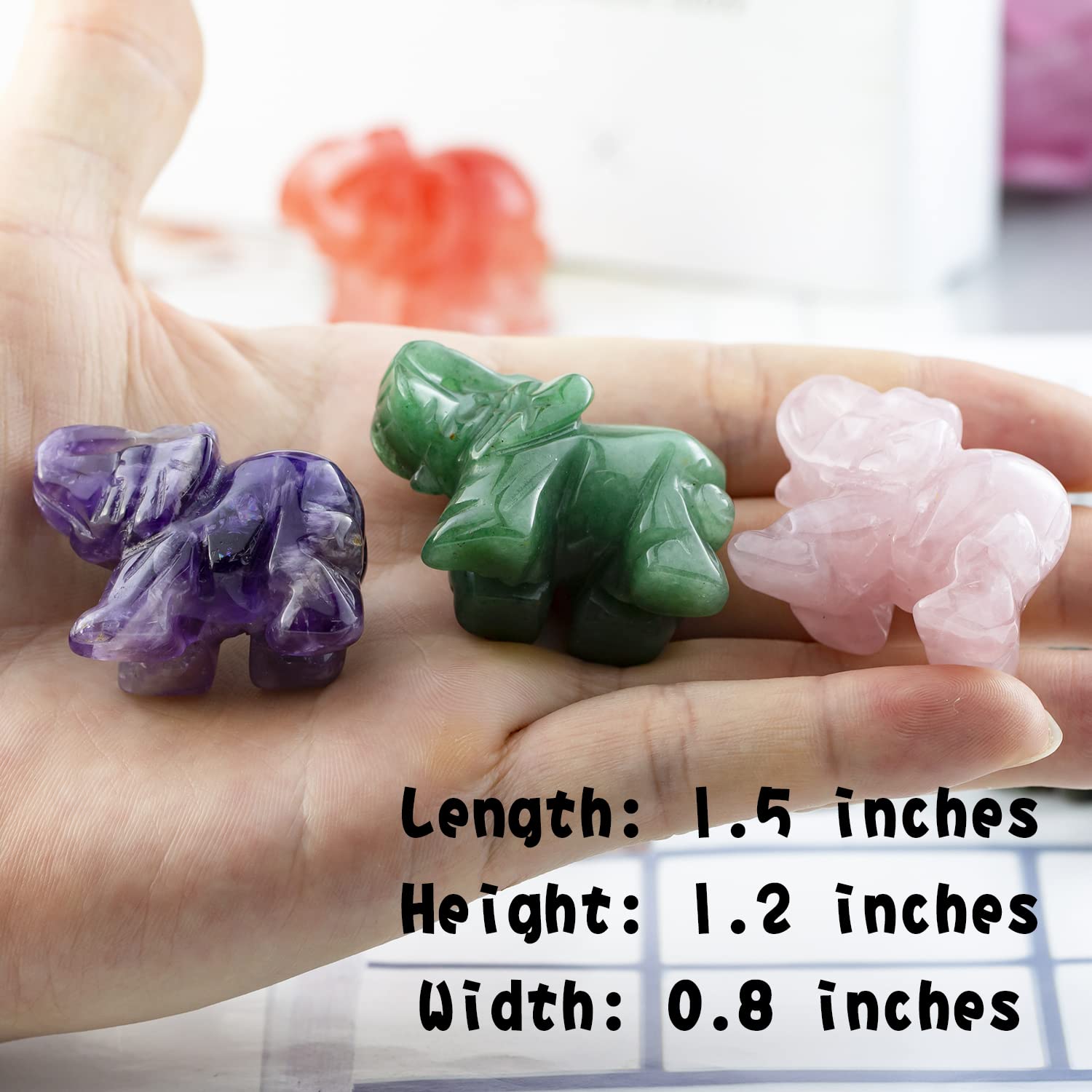Ouubuuy Natural Crystal Elephant Pocket Guardian Figurine Elephant Statue 1.5 inch for Healing Reiki Spiritual Gift Cute Meditat