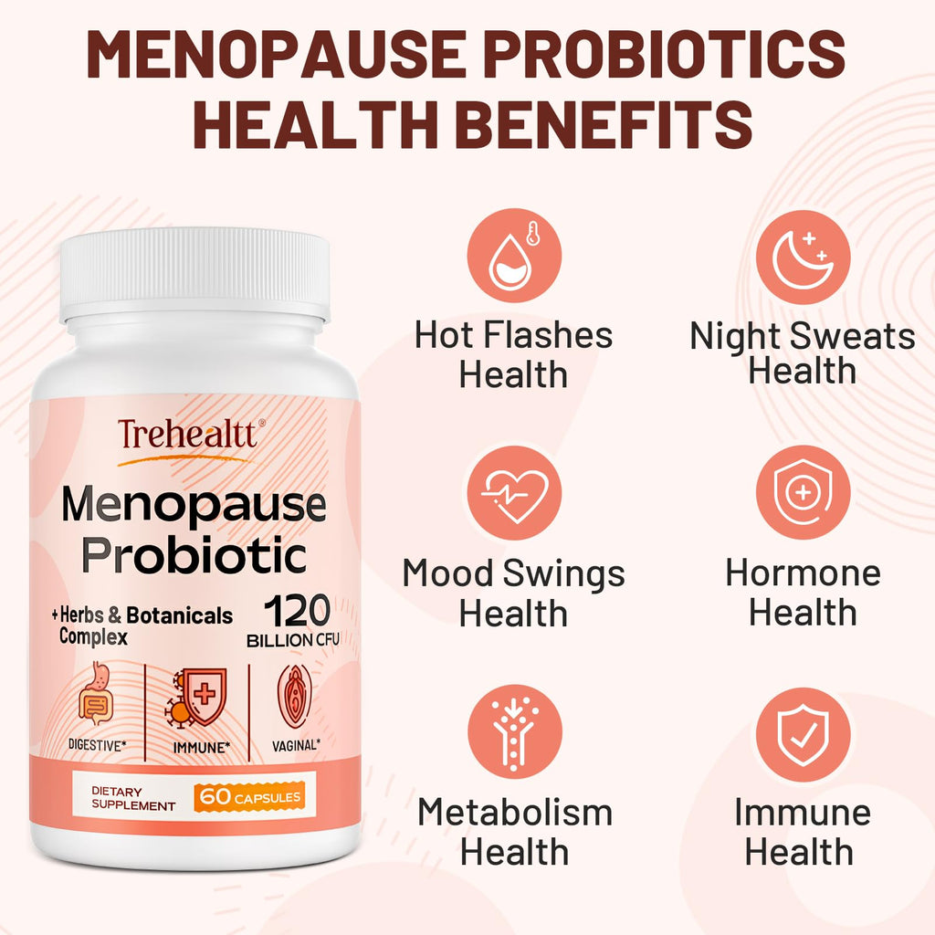 Menopause supplements for women, 120 Billion CFU Probiotic, 13-in-1 Herbs & Botanicals Complex, for Hormone Menopause, Hot Flash