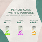 Veeda 100% Natural Cotton Compact Tampons Super Plus Absorbency - Non-Applicator Tampons with leak proof protection - Unscented,