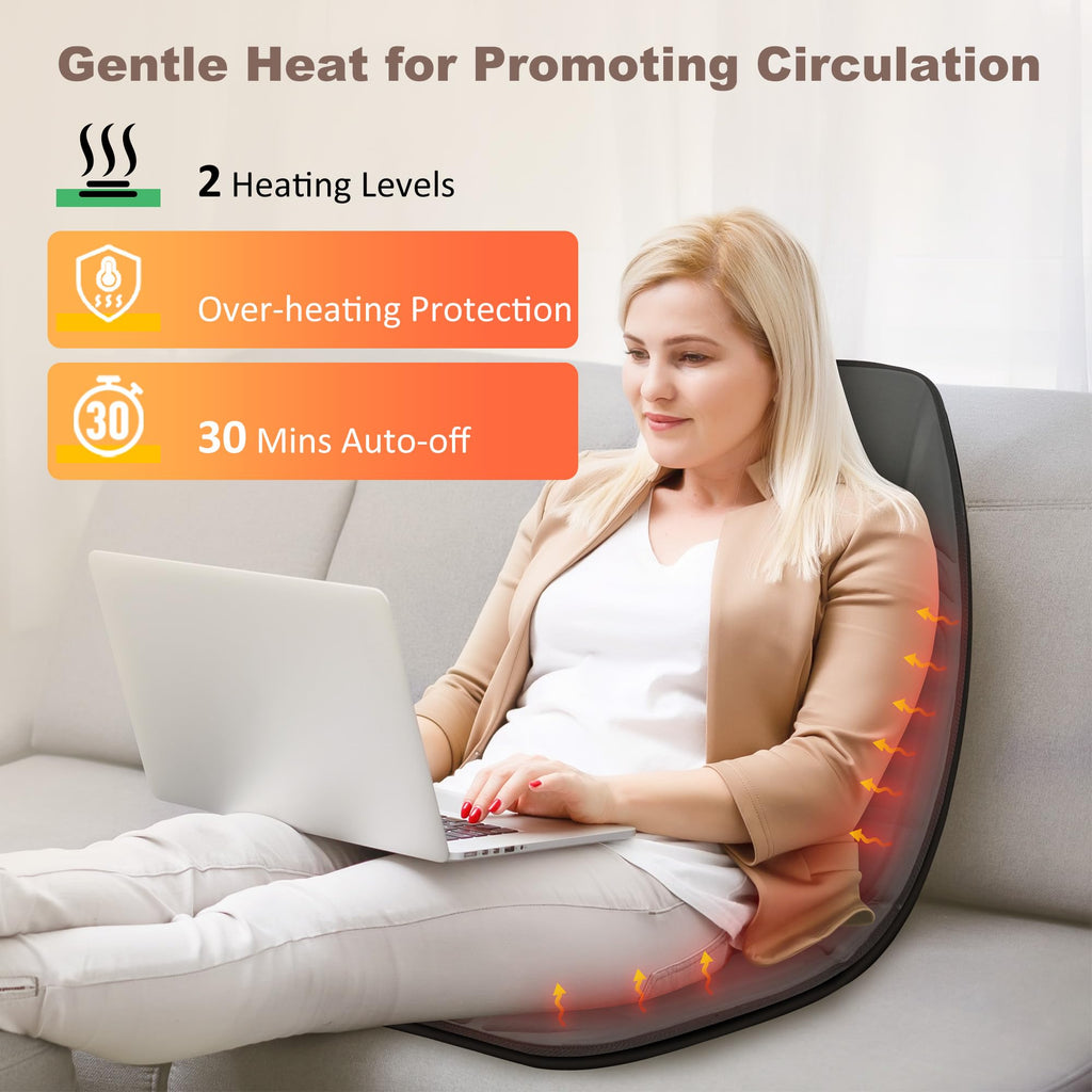 Vibration Back Massager with Heat, Massage Chair Pad with 10 Vibration Motors & 2 Heating Levels, Chair Massager for Recliner, O