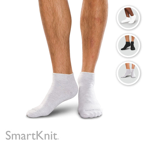SMARTKNIT Seamless Diabetic Mini Crew Socks 3 Pack (6 Count), Medium, Black
