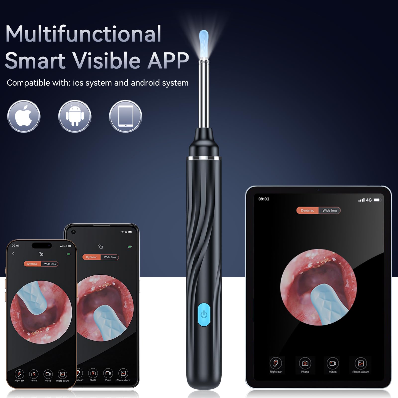 Tomaje Ear Wax Removal Tool Camera, Ear Cleaner with Camera, 1080P HD Ear Camera and 6 LED Light, Ear Wax Removal Kit with 6 Ear
