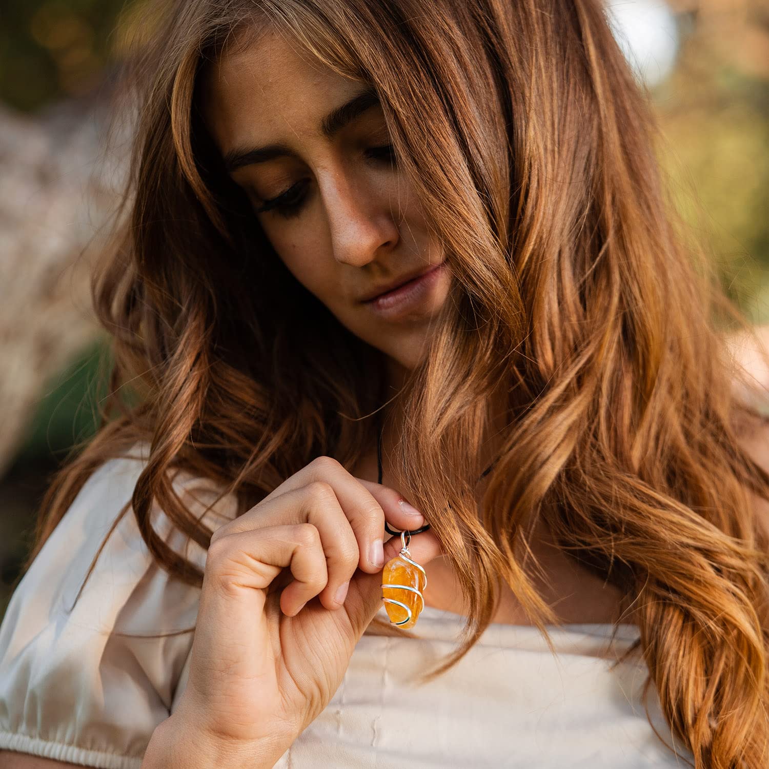 AYANA Citrine Gemstone Pendant Necklace | Natural Crystal Healing | Stone of Joy, Promotes happiness, Wealth, and Abundance | Ha