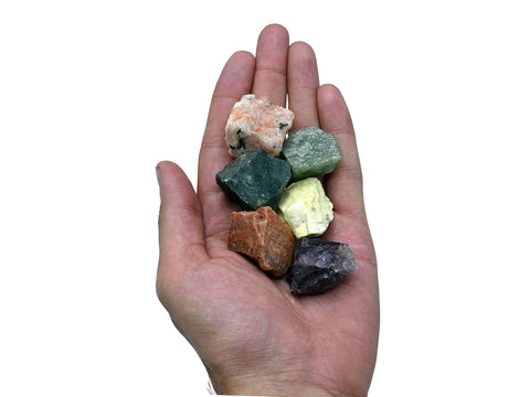 Crystals for Retirement, Set of 6 Amethyst, Green Aventurine, Sunstone, Serpentine, Moss Agate and Peach Moonstone Healing Cryst