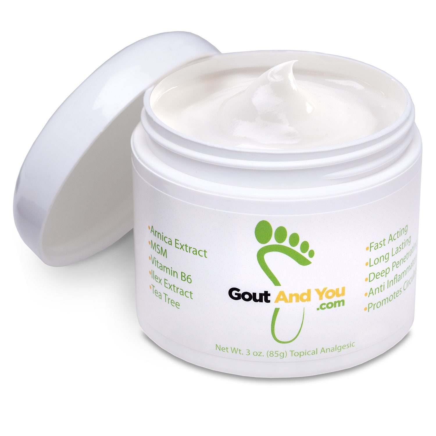 Gout and You Relief Cream for Joint Discomfort, Flare-Ups, Tendon - Fast Acting Muscle Ache Relieving Rub with Arnica/Ilex Leaf 
