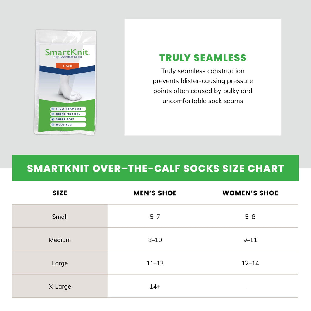 SMARTKNIT Seamless Diabetic X-Static Socks, 1 Pair (2 Count), Medium, Black