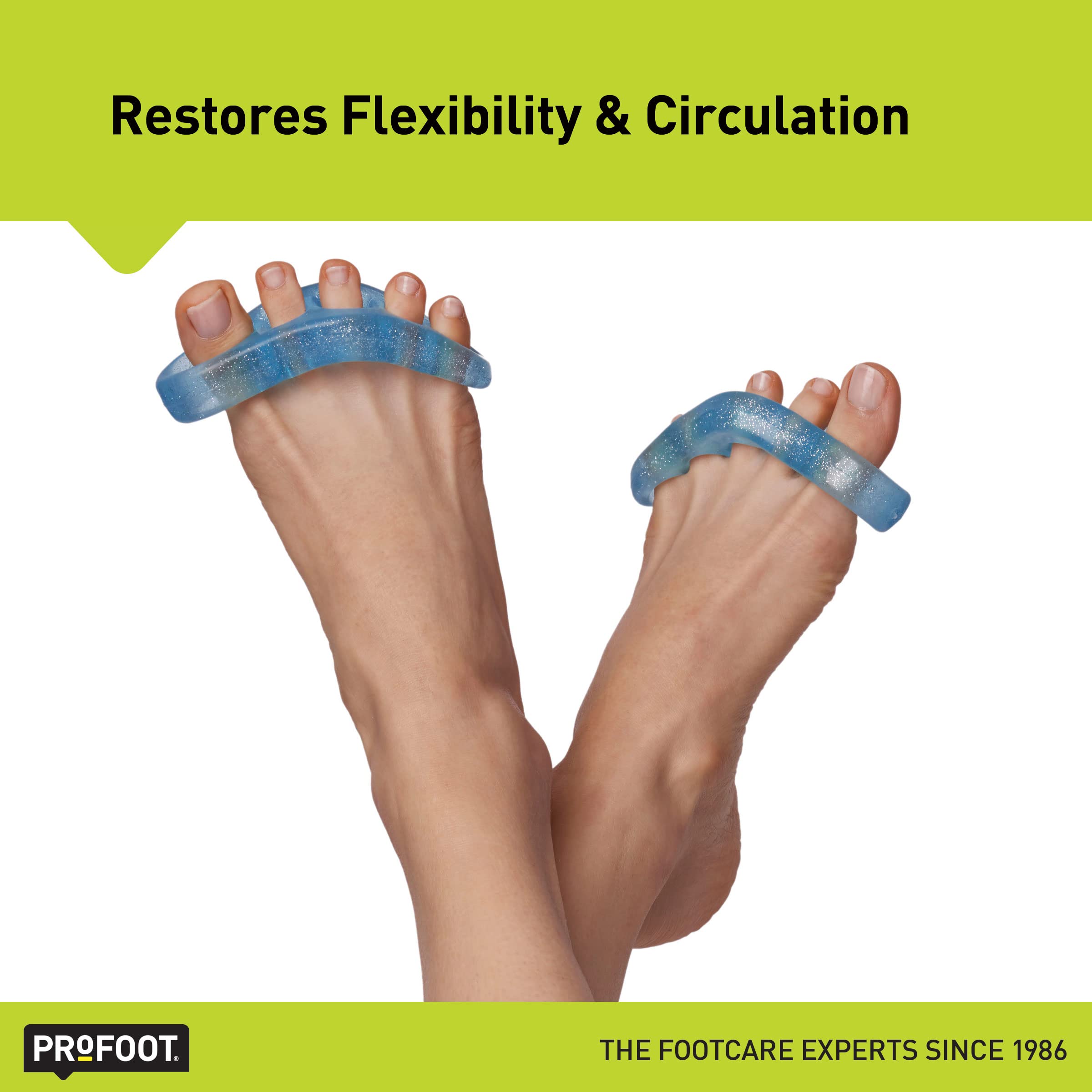 PROFOOT Flex-tastic Toe Spacers, Gel Toe Separators for Foot Pain, Bunions, Overlapping & Hammer Toes, Helps Restore Alignment &