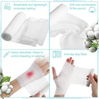 Treela 100 Rolls Gauze Bandage, 3 in x 5 Yards, Elastic Bandages Individual Packaging Sterile Non Latex First Aid Pads Medical B