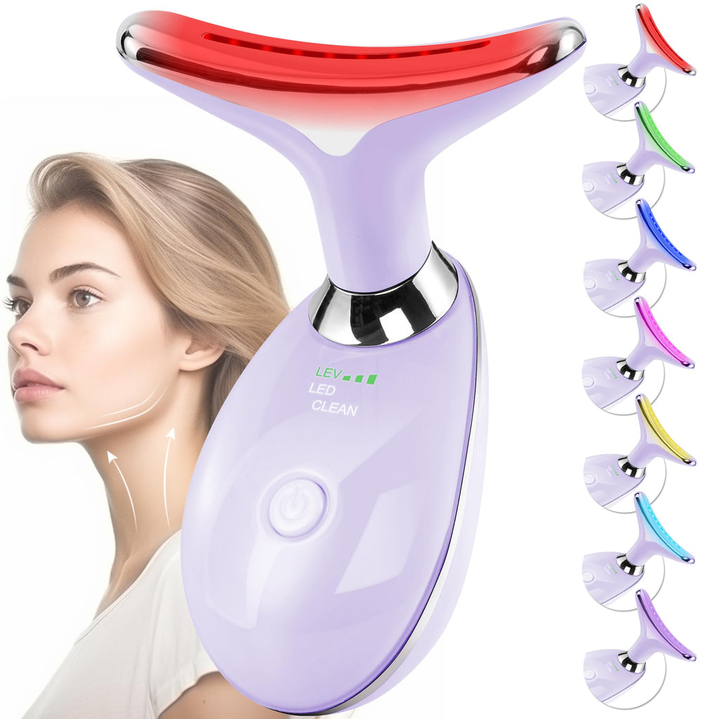 Facial Massager Red-Light-Therapy-for-Face and Neck, Face ?? culpting Wand with 7 Color (Light Purple)