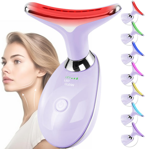 Facial Massager Red-Light-Therapy-for-Face and Neck, Face ?? culpting Wand with 7 Color (Light Purple)