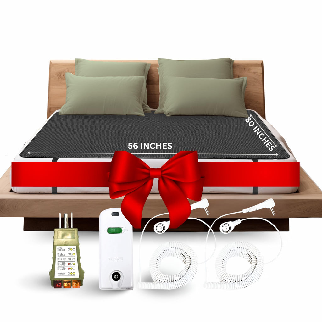 ELECTRAWAVE Grounding Mattress Cover Pad, Twin XL Size Earth Connected Conductive Carbon Leatherette Grounding Sheets for Better