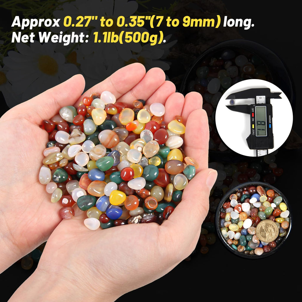 1.1lb Natural Multicolor Agate Crystal Tumbled Chips-Agate Healing Crystals Chips, Crushed Crystal Gemstones for Crafts, Beautif