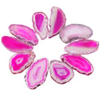 Rockcloud 10 Pcs Agate Light Table Slices, Healing Crystals Geode Stones,Irregular Home Decoration Jewelry Making,Pink
