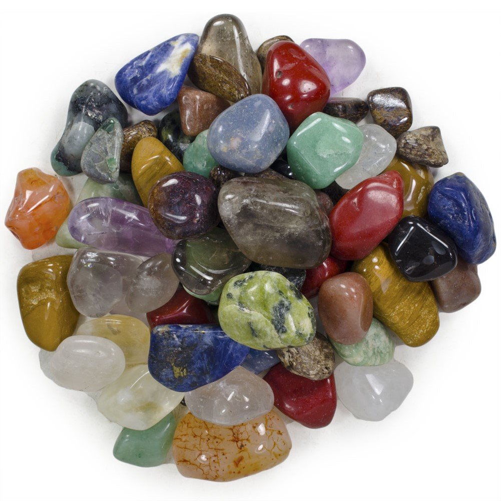 Hypnotic Gems 3 Pounds Brazilian Tumbled Polished Natural Stones Assorted Mix - Small Size - 0.75 '' to 1.25 '' - Average 1 ''