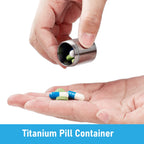 TISUR Pill Case, Titanium Keychain Pill Holder, 2 Compartments Small Metal Pill Box Tiny Waterproof Pill Bottle Pocket Portable