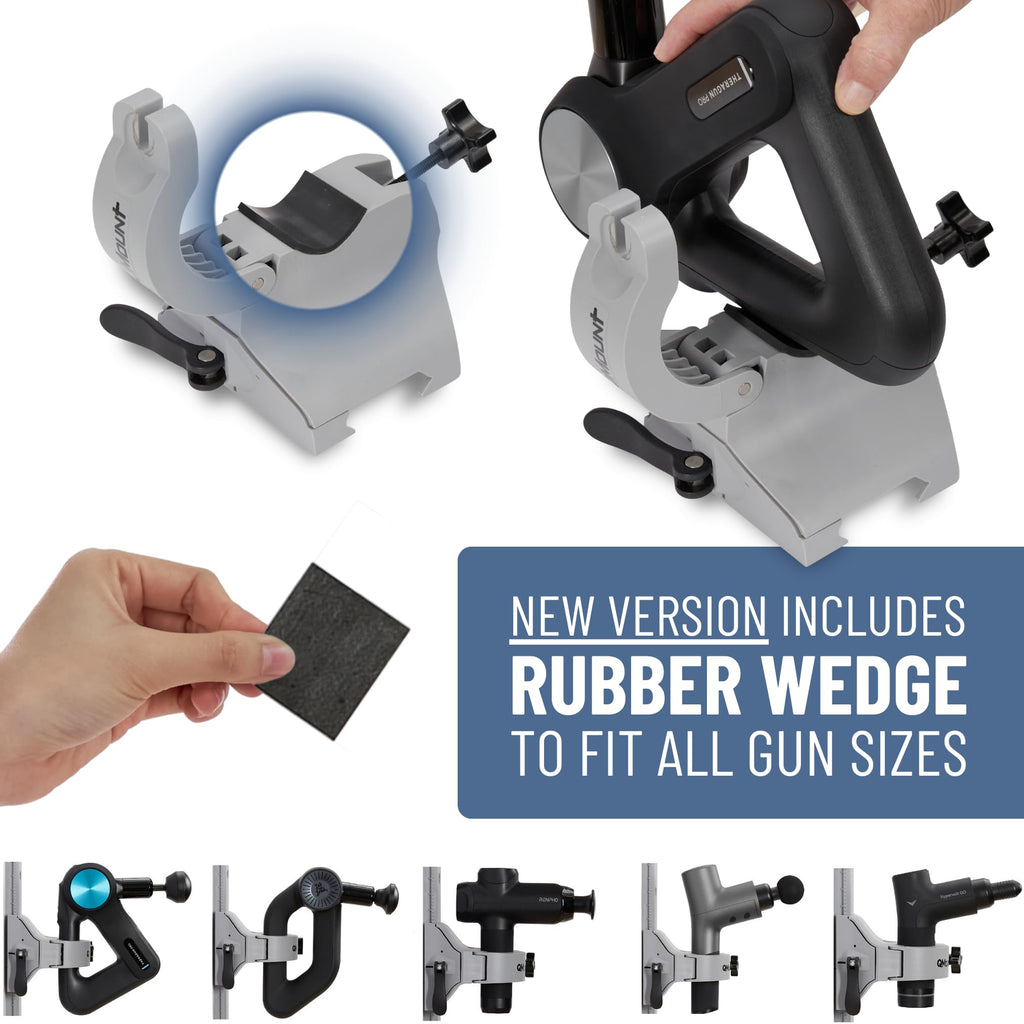 QMount Adjustable Massage Gun Wall Mount - Massage Gun Holder for Hands Free Self-Massage - Compatible with Nearly All Massage G