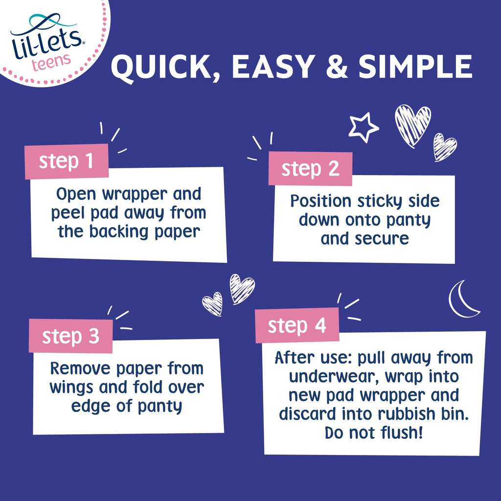 Lil-Lets Teens Night Pads with Wings - 50 Count Period Pads - Thin, Super Absorbent Sanitary Napkins, Soft & Breathable, Fragran