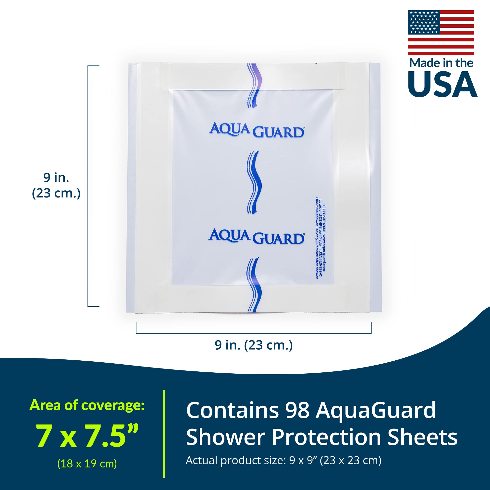 TIDI AquaGuard Sheet - 9    x 9    - Shower Protection Sheet - Self-Adhesive Moisture Barrier - Made without Latex - Wound Cover