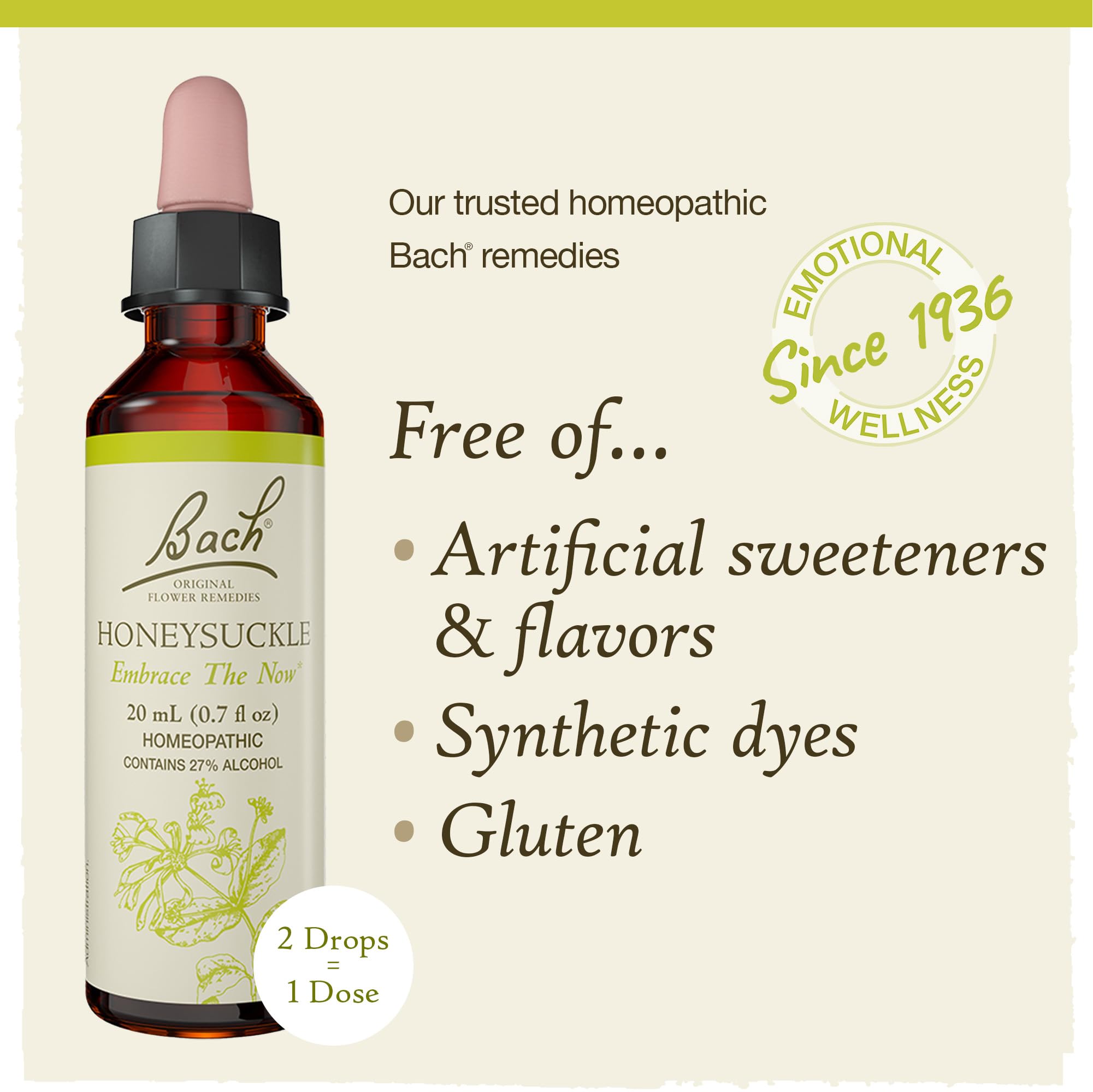 Bach Original Flower Remedies, Honeysuckle for Embracing the Now, Natural Homeopathic Flower Essence, Emotional Wellness and Str