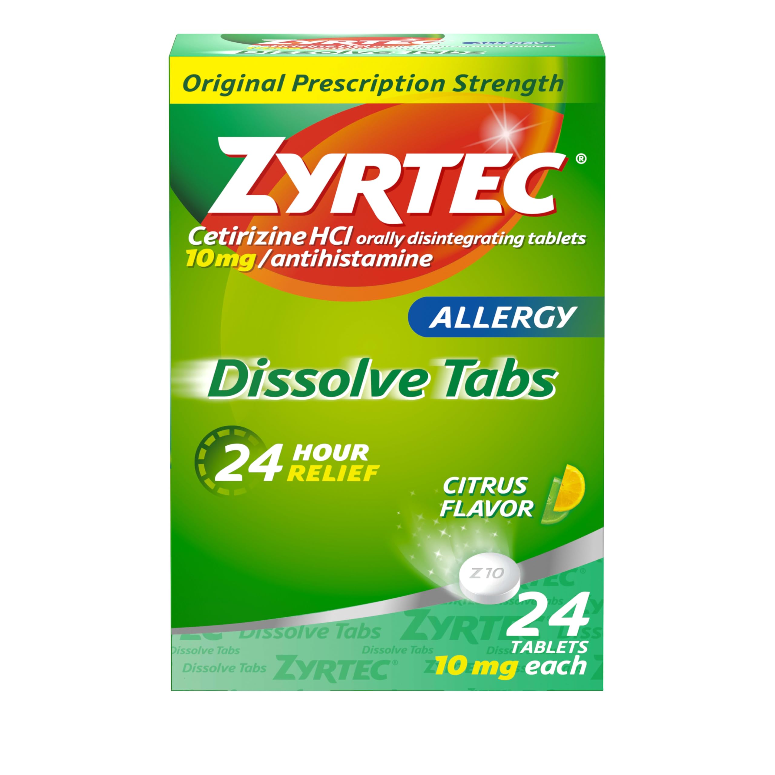 Zyrtec 24 Hour Allergy Relief Dissolving Tablets with 10 mg Cetirizine HCl Antihistamine, Allergy Medicine for Relief from Aller
