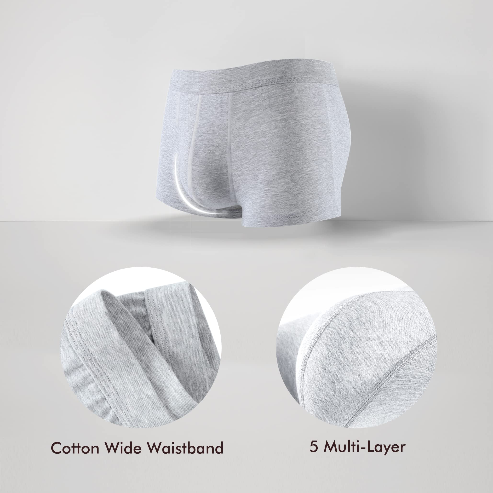 AIRCUTE Washable Absorbent Urinary Incontinence Underwear for Men, Soft Leak Proof Boxer Briefs for Bladder Leakage 60ML (X-Larg