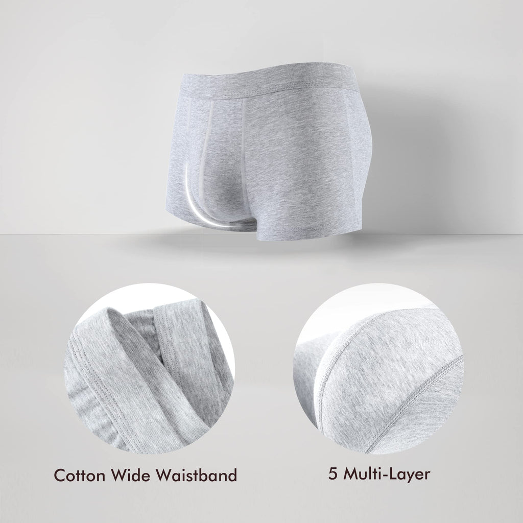 AIRCUTE Washable Absorbent Urinary Incontinence Underwear for Men, Soft Leak Proof Boxer Briefs for Bladder Leakage 60ML (Large,
