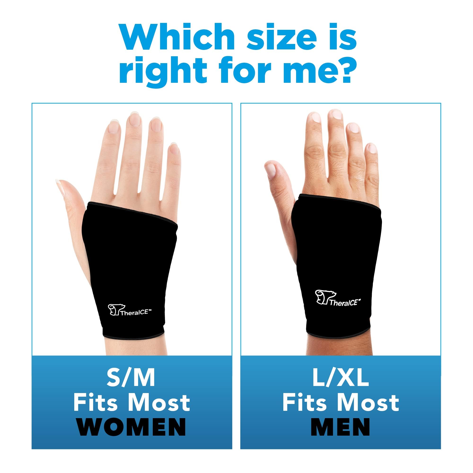 TheraICE Wrist Ice Pack - Soft Gel Ice Pack Wrap for Either Wrist for Hot & Cold Hand Therapy - Fits Most Men - L/XL