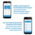 EziMedPil Bluetooth Pill Dispenser w/Sound & Light Alerts, up to 9 Alarms/Daily, Key Lock, LCD & Easy Setup on SmartLife App, 28