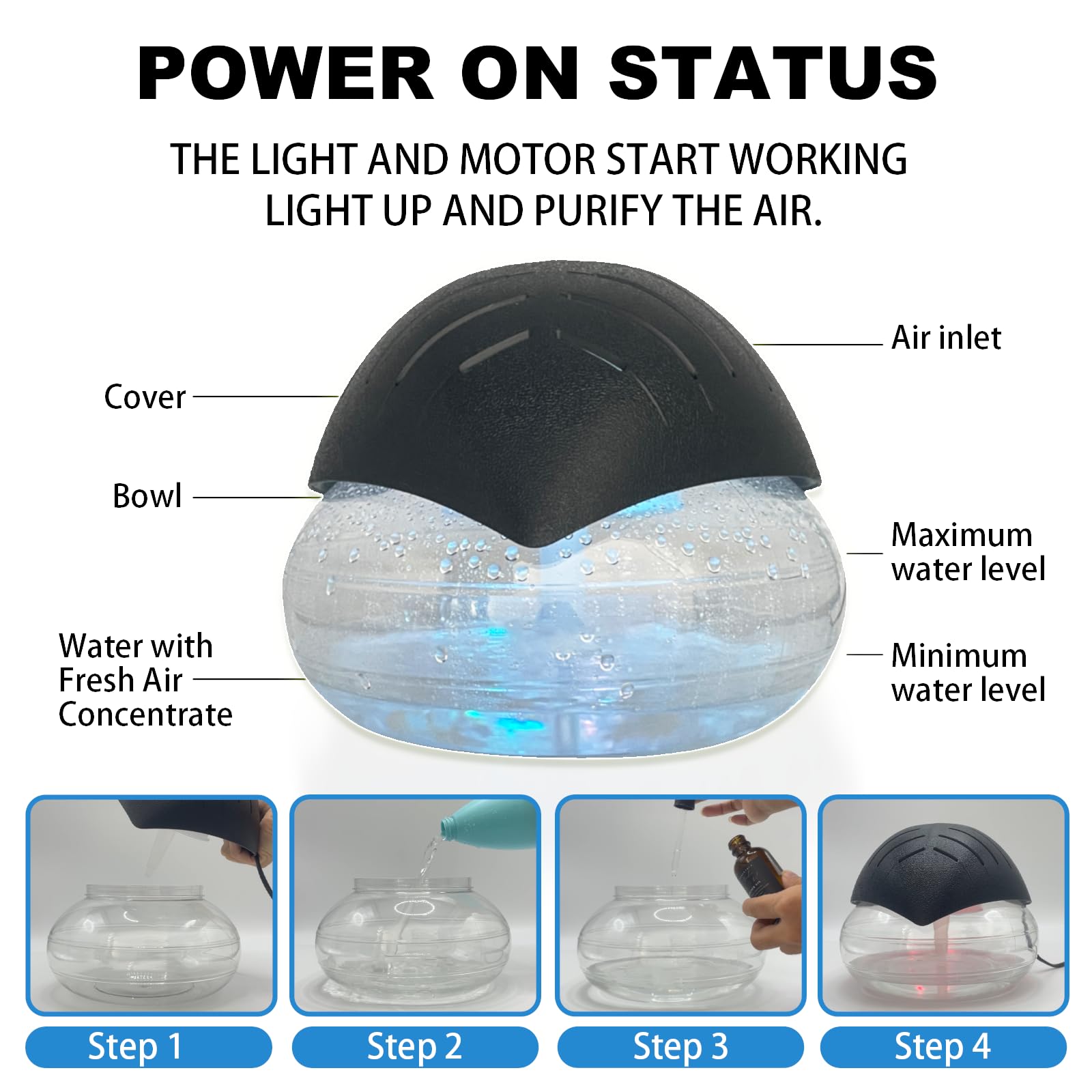 Air freshener (White) - for home, bedroom and office - Essential oil aroma diffuser with LED coloured night light with soothing