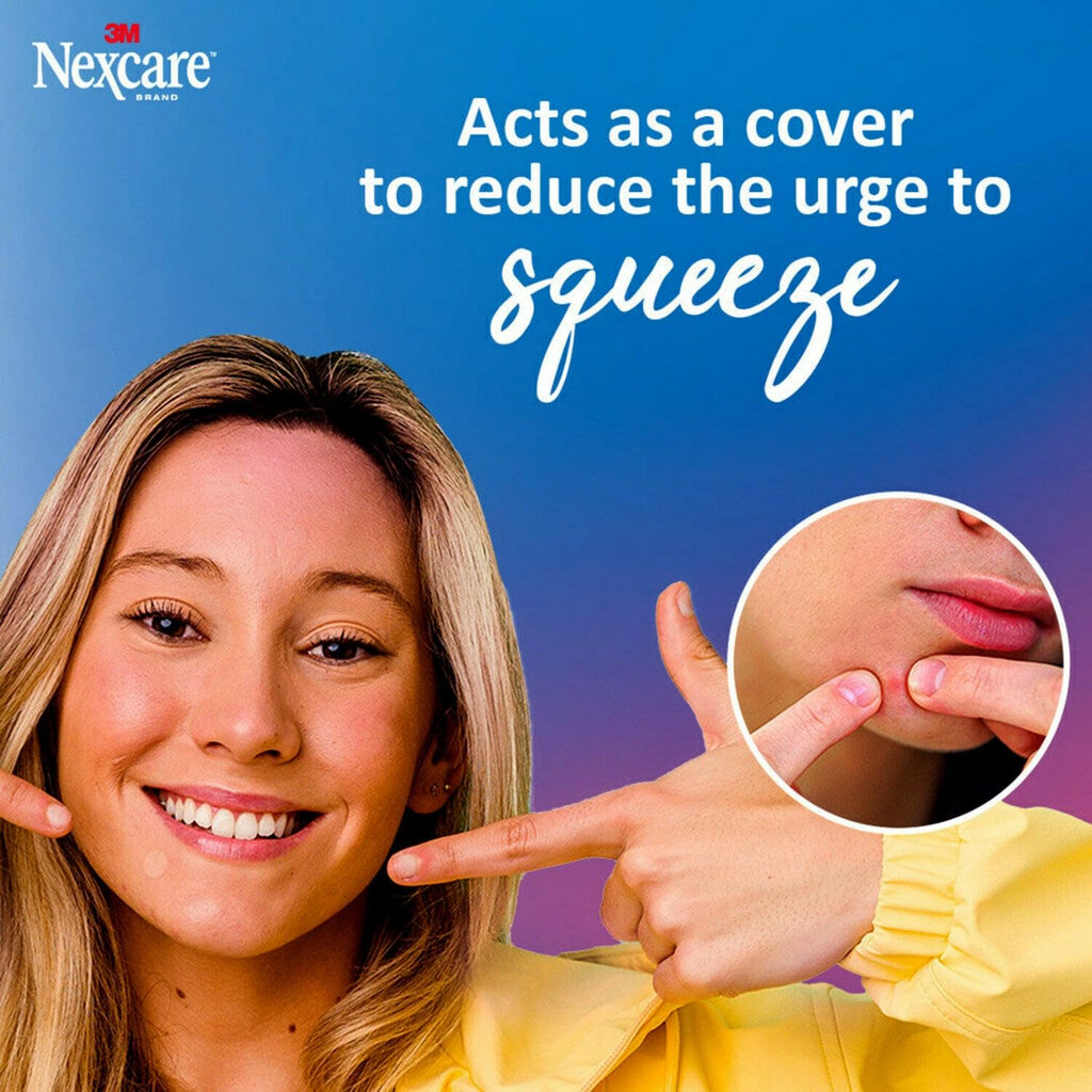 Nexcare Thin and Transparent Acne Patch, Skin Cover Absorbs Pus and Oil from Clogged Pores, made with hydrocolloid, tab allows f