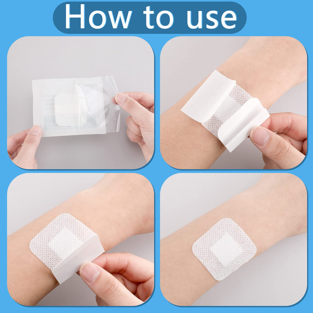 60 Pcs Bordered Gauze Adhesive Island Dressing Wound Dressing Waterproof Gauze with Pad Breathable Bandage Individually Packed P