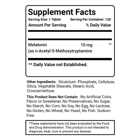 Best Naturals Melatonin 10mg (Non-GMO) Tablets - Helps Promote Relaxation & Sleep - 120 Count