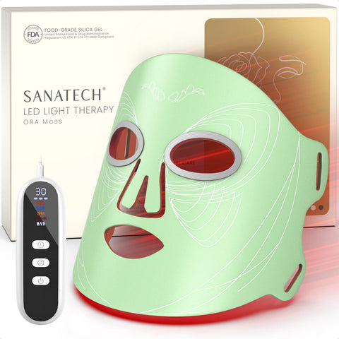 SANATECH LED Light Therapy Mask for Face, 4 Modes LED Face Mask Light Therapy with 850nm Near-Infrared, 400 LEDs, Rechargeable, 