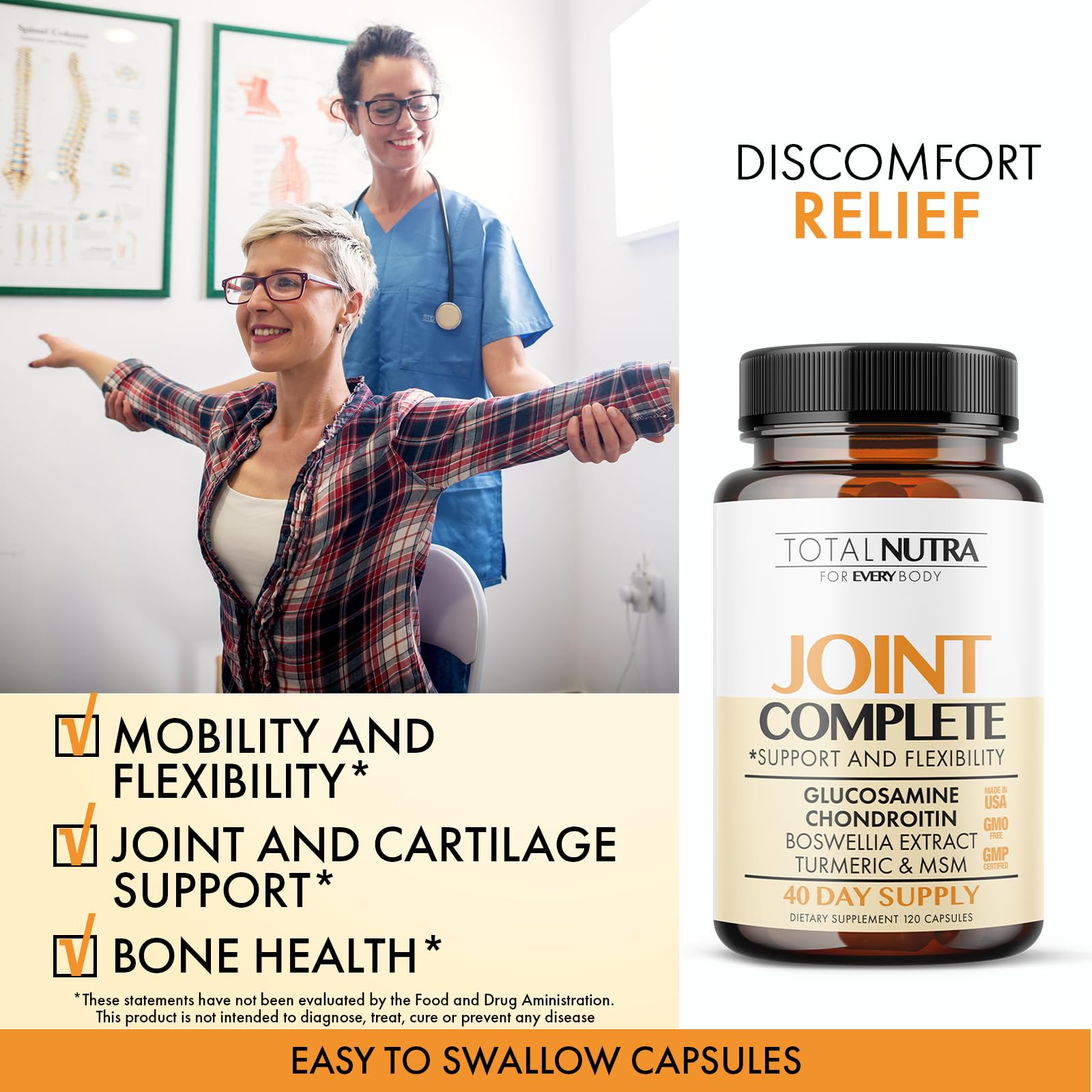 Glucosamine Chondroitin MSM Turmeric 2100mg - Joint Complete Capsules, Advanced Strength Joint Support Supplement for Adults Han