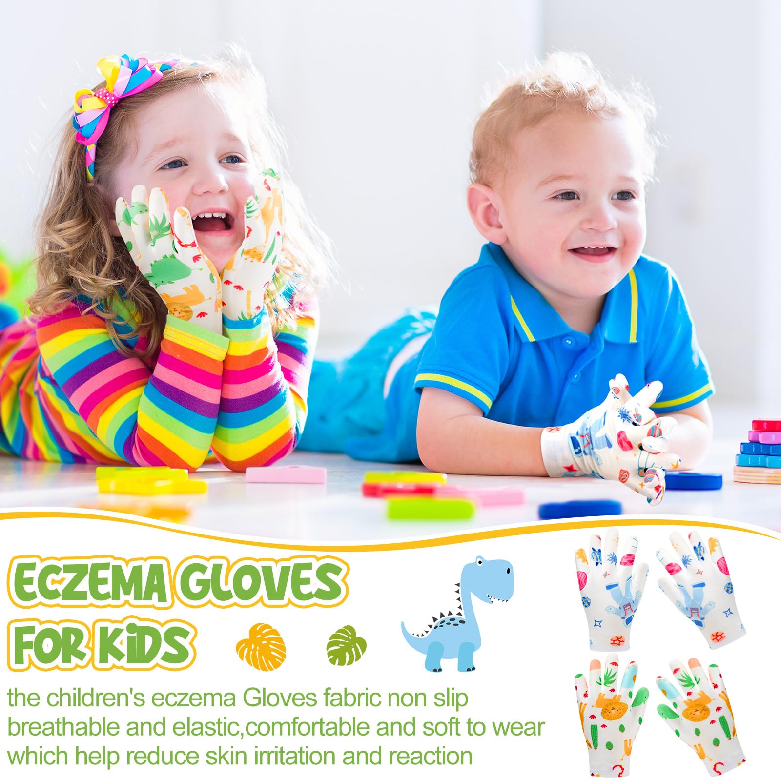Xtinmee 20 Pairs Eczema Gloves for Kids Cotton Moisturizing Gloves for Sensitive Irritated Skin Eczema Reusable Elastic Hand Cov