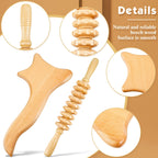 2 Pcs Wood Massage Tools Gua Sha Board 14.96x2.36+13x6.3 Inches Handheld Wooden Scraper Massage Rollers Large Lymphatic Drainage