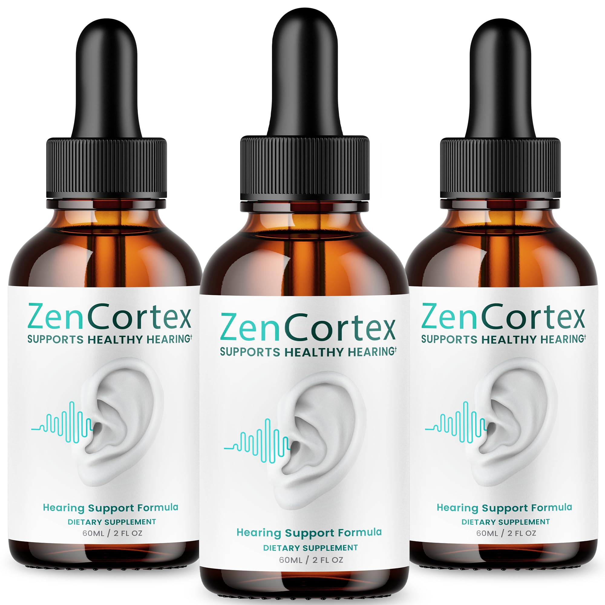 (3 Pack) Zencortex For Tinnitus Relief - Official Formula - Zencortex Drops for Ears, Zen Cortex 24 Tinnitus Drops Liquid Supple