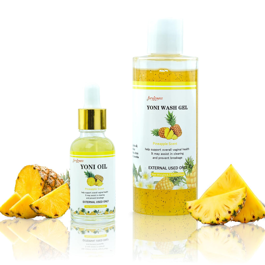 Natural Yoni Wash Yoni Oil Set, Feminine Wash for Women ph Balance, 1 fl.oz Feminine Oil & 6.7 fl.oz Intimate Vaginal Wash - Pin