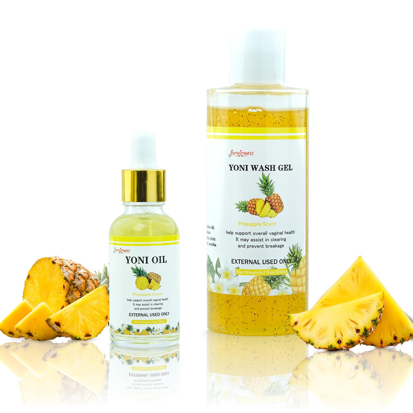 Natural Yoni Wash Yoni Oil Set, Feminine Wash for Women ph Balance, 1 fl.oz Feminine Oil & 6.7 fl.oz Intimate Vaginal Wash - Pin