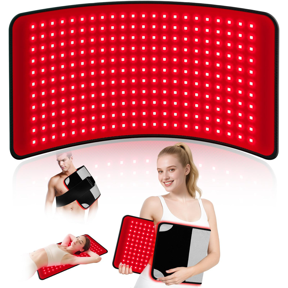 Puroth Red Light Therapy Mat for Body 24x12 with 242 LEDs (726 Chips), 660nm Red and 850nm Near Infrared Light Therapy Pad, 3 