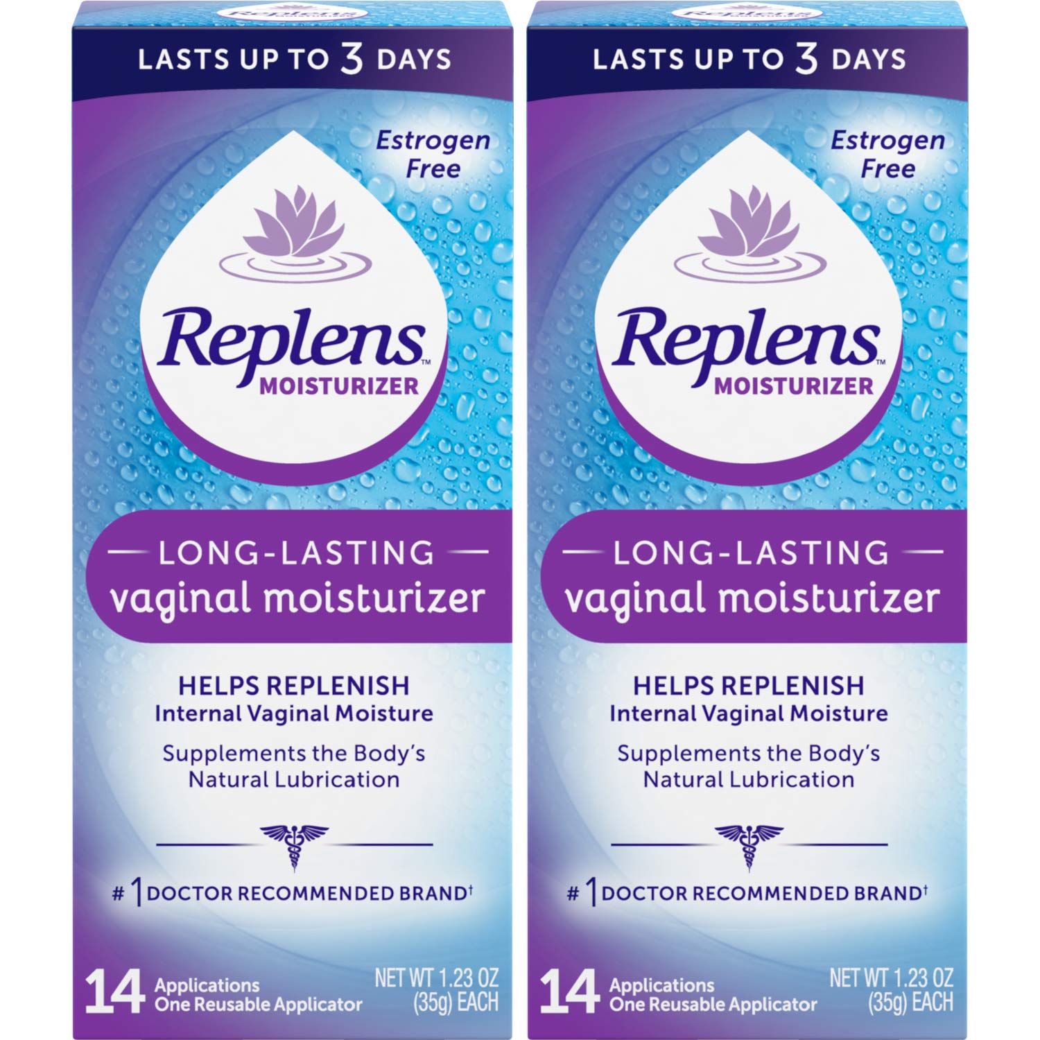 Replens Replens Long Lasting Vaginal Moisturizer, 14 Applications 1.23 oz (Pack of 2)